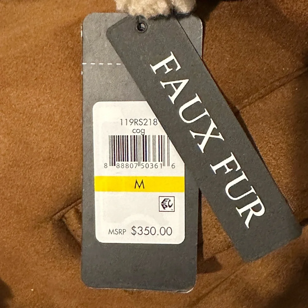 Guess Faux Fur Shearling Double Breasted Overcoat size Medium Mew with tags